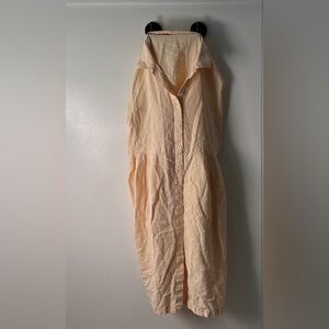 Vintage Eileen Fisher 100% Linen Sleeveless Button Front Shirt Dress